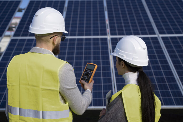 medium shot environmental engineers working